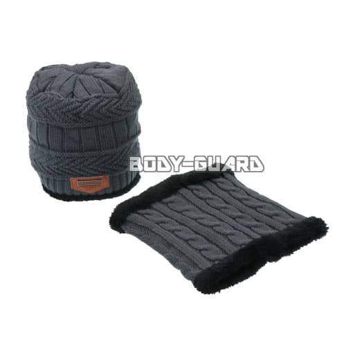 ニット帽&ネックウォーマー　all-match　2点セット　グレー