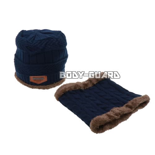 ニット帽&ネックウォーマー　all-match　2点セット　ネイビー