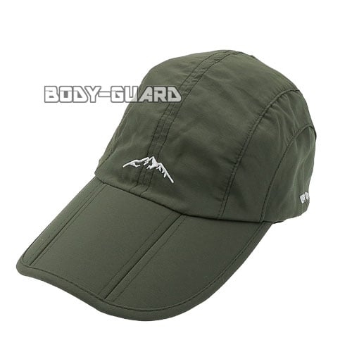 アウトドア　折りたたみ式キャップ　UPF40+　カーキ