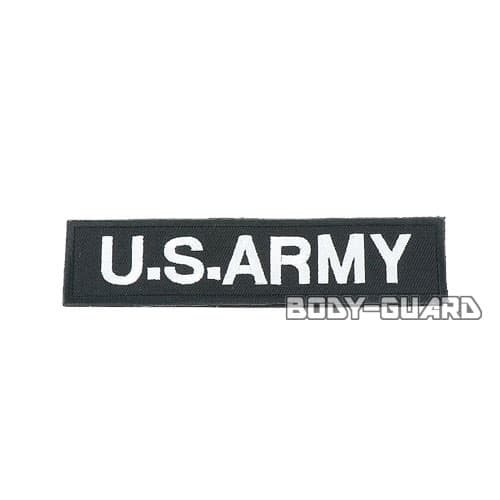 U.S. ARMY　角ワッペン　13.5×3　ブラック(白字)【ゆうパケット対応】