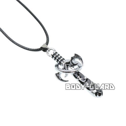 リング付き　ソードネックレス　ブラック【ゆうパケット対応】